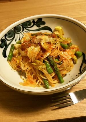 アスパラと生ハムの冷製トマトパスタ-レシピのメイン写真
