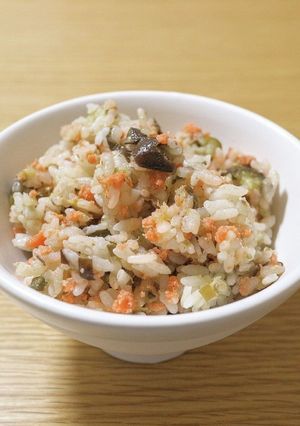 まるごとどぼん!茄子と鮭の炊き込みごはん-レシピのメイン写真