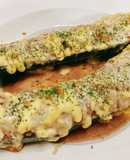 巨大ズッキーニのミートマヨボート焼き