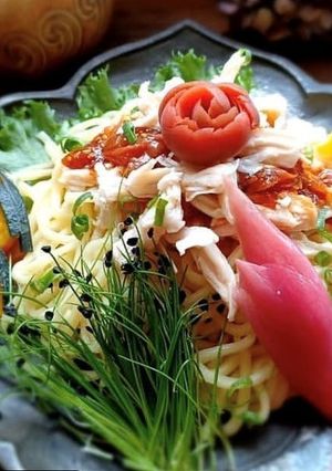 ほぐし蒸し鶏の梅ダレラーメン-レシピのメイン写真