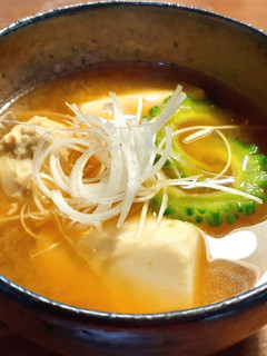 肉団子(つくね)豆腐、ゴーヤのお味噌汁-レシピのメイン写真