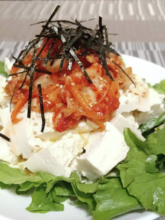 超簡単!豆腐とキムチのレタスサラダ!!-レシピのメイン写真