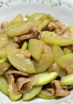 こってり美味しい夕顔と豚バラ肉の甘辛炒め-レシピのメイン写真