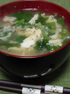 ほうれん草とゴマ入り卵のお味噌汁-レシピのメイン写真