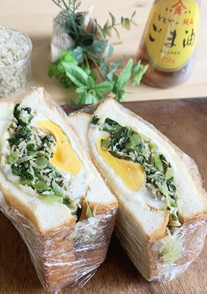 じゃこと小松菜の月見ホットサンド-レシピのメイン写真