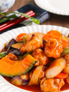 細切れ肉で作る♪揚げない彩り夏野菜酢豚-レシピのメイン写真
