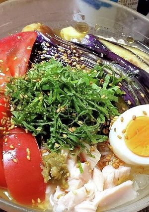 暑い日はこれ！味染み焼きなすの冷やし素麺-レシピのメイン写真