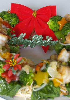 コンソメ味の素麺で～クリスマスリース～-レシピのメイン写真