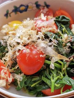 モロヘイヤとミニトマトのおかかポン酢和え-レシピのメイン写真