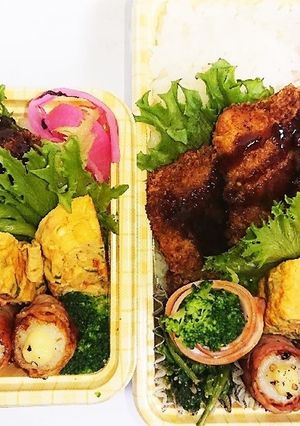 【夫婦弁当99】トンカツと竹輪ベーコン-レシピのメイン写真