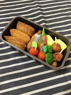 男子中学生弁当8/4いなり寿司弁当-レシピのメイン写真