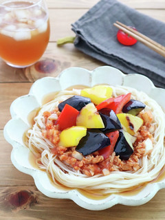 夏野菜と大豆ミートのトマトそうめん-レシピのメイン写真