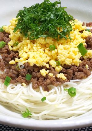 三色そぼろ素麺(混ぜ麺)-レシピのメイン写真