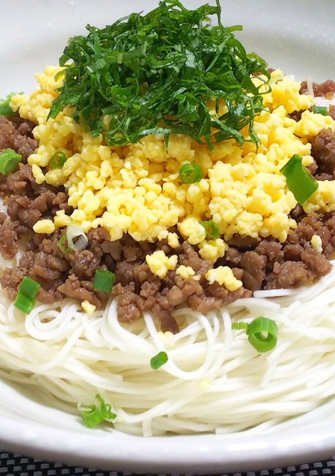 三色そぼろ素麺(混ぜ麺)-レシピのメイン写真
