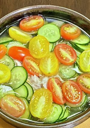 彩鮮やか・塩サバと夏野菜の素麺-レシピのメイン写真
