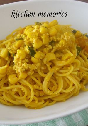 シチューで♪かぼちゃとコーンの黄色パスタ-レシピのメイン写真