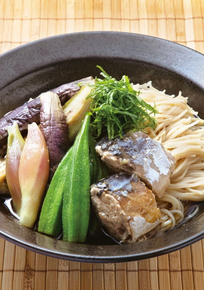 さば缶と夏野菜のそうめん煮-レシピのメイン写真