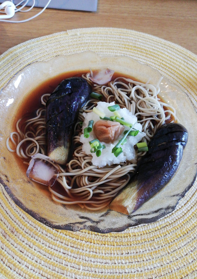冷やし蕎麦　茄子の煮浸し風-レシピのメイン写真