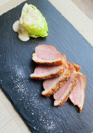 鴨肉のコンフィ　焼きキャベツ添え-レシピのメイン写真