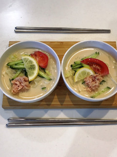冷やし豆乳サラダうどん-レシピのメイン写真