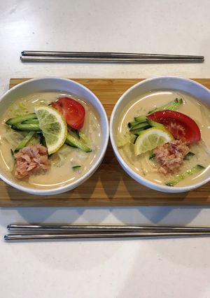 冷やし豆乳サラダうどん-レシピのメイン写真