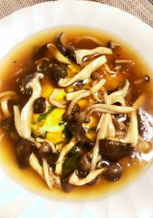 ニラ玉、キノコ餡かけ-レシピのメイン写真