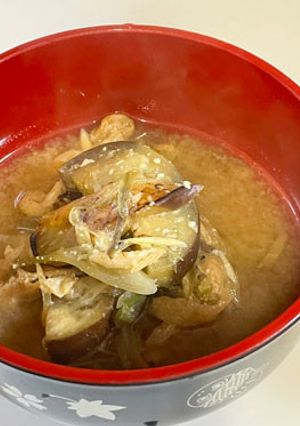 フライパンで作るナスのみそ汁-レシピのメイン写真