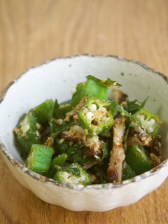 3分副菜!オクラ・椎茸・大葉の胡麻和え♪-レシピのメイン写真