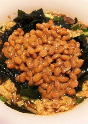 納豆&赤味噌のお味噌汁でオートミール-レシピのメイン写真