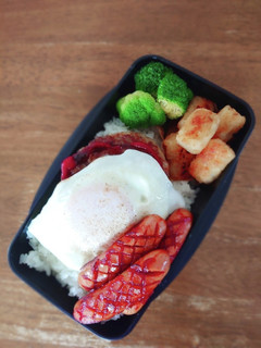 ハンバーグ&目玉焼きがっつり男子弁当♪-レシピのメイン写真