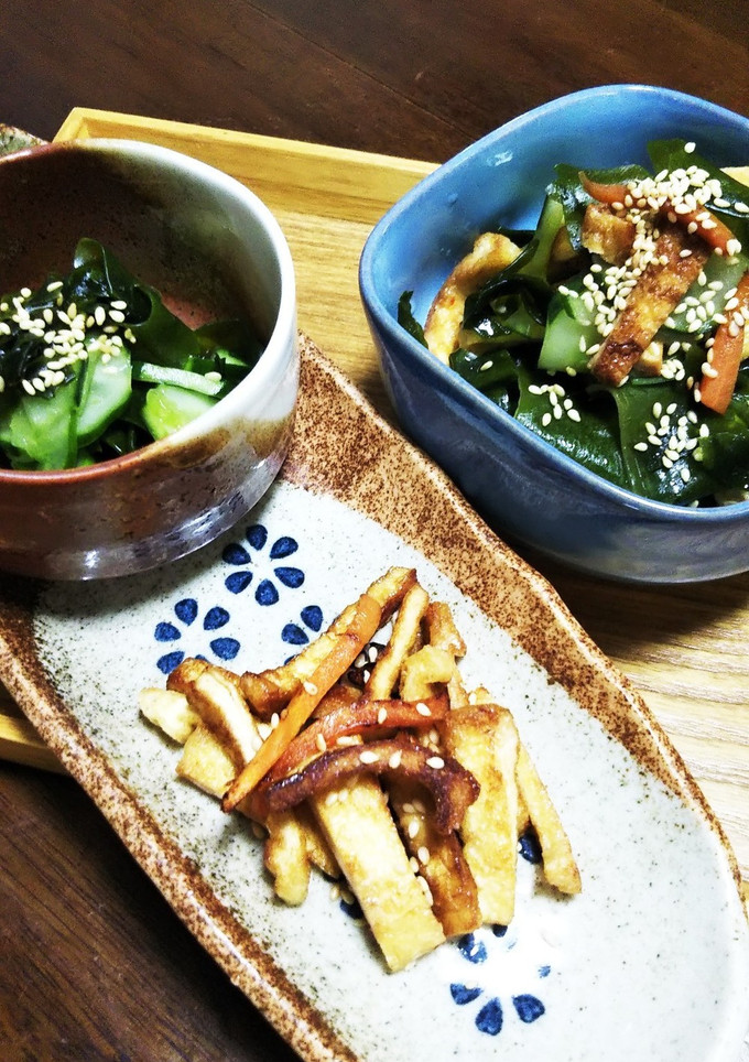 胡瓜とわかめ、油揚げと人参の箸休め-レシピのメイン写真