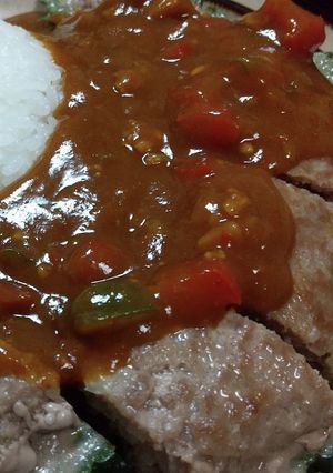 肉詰めゴーヤボートのカレー掛け♪-レシピのメイン写真