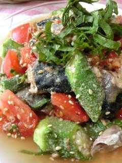 しみしみ♪夏野菜とさば缶のわさび醤油和え-レシピのメイン写真