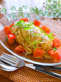 ランチに★トマトと大葉の冷製パスタ-レシピのメイン写真