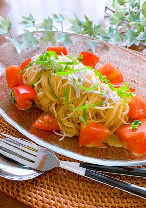 ランチに★トマトと大葉の冷製パスタ-レシピのメイン写真