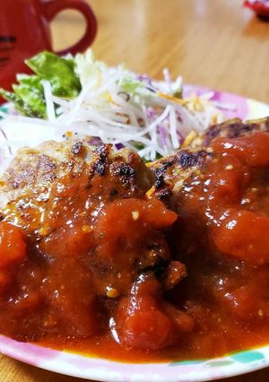 混ぜるだけ！トマト缶でハンバーグソース♡-レシピのメイン写真