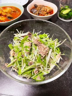 簡単デリ風!サバ缶と水菜のサラダ-レシピのメイン写真