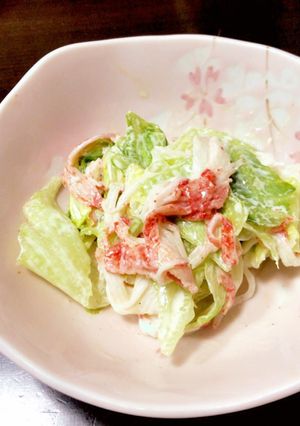 【小6娘作】レタスとカニカマのサラダ-レシピのメイン写真