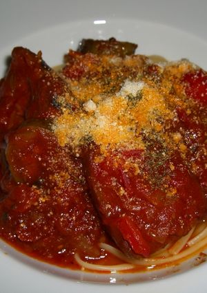 豚肉のトマト煮♪　ぶっかけパスタ-レシピのメイン写真