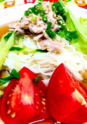 ツナマヨトッピング素麺-レシピのメイン写真
