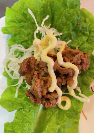 #安価時短簡単☆牛しゃぶ肉のサンチュ巻き-レシピのメイン写真