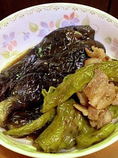 焼肉のタレで茄子と万願寺唐辛子の炒め煮-レシピのメイン写真