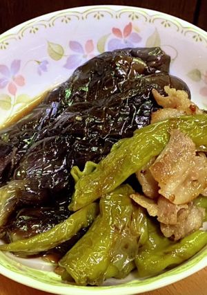 焼肉のタレで茄子と万願寺唐辛子の炒め煮-レシピのメイン写真