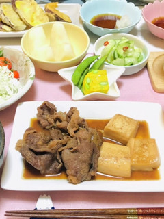 肉豆腐メインの夏の夕飯メニュー-レシピのメイン写真