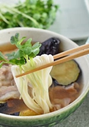 豚肉と揚げなすのつけ汁そうめん-レシピのメイン写真