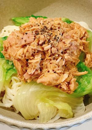 夏に食べたいレタスとツナのそうめん-レシピのメイン写真