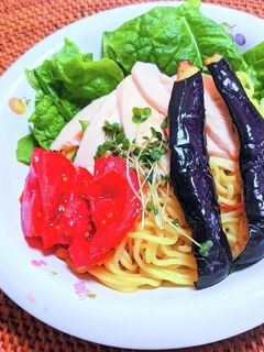 サラダチキンと茄子の冷やし中華-レシピのメイン写真
