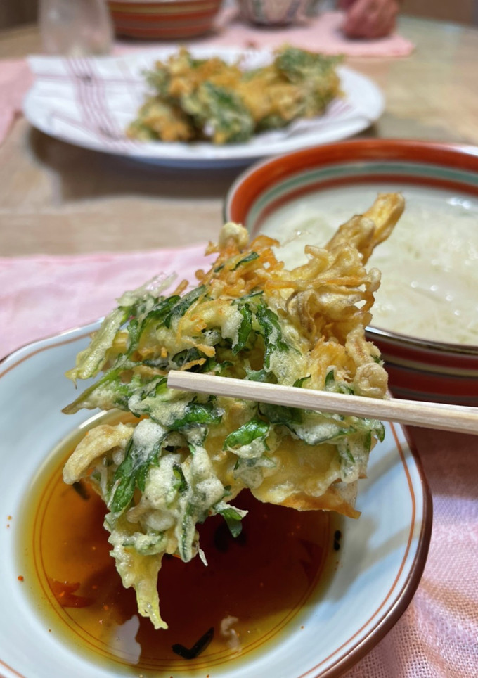 簡単★舞茸えのき春菊のかき揚げそうめん-レシピのメイン写真