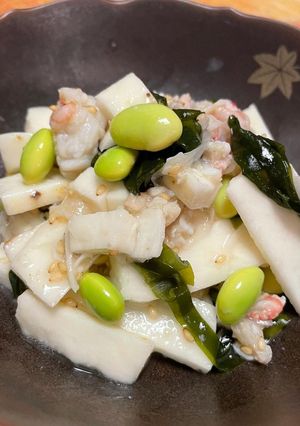 さっぱり夏！長芋と蟹の山葵胡麻和え-レシピのメイン写真