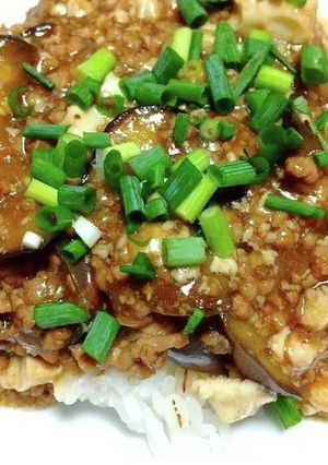 豚挽肉とナスと豆腐の甘辛丼-レシピのメイン写真